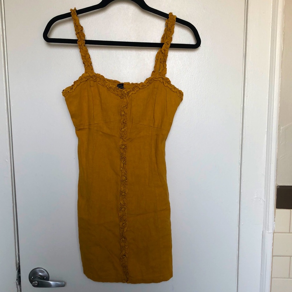 Forever 21 linen blend yellow summer dress